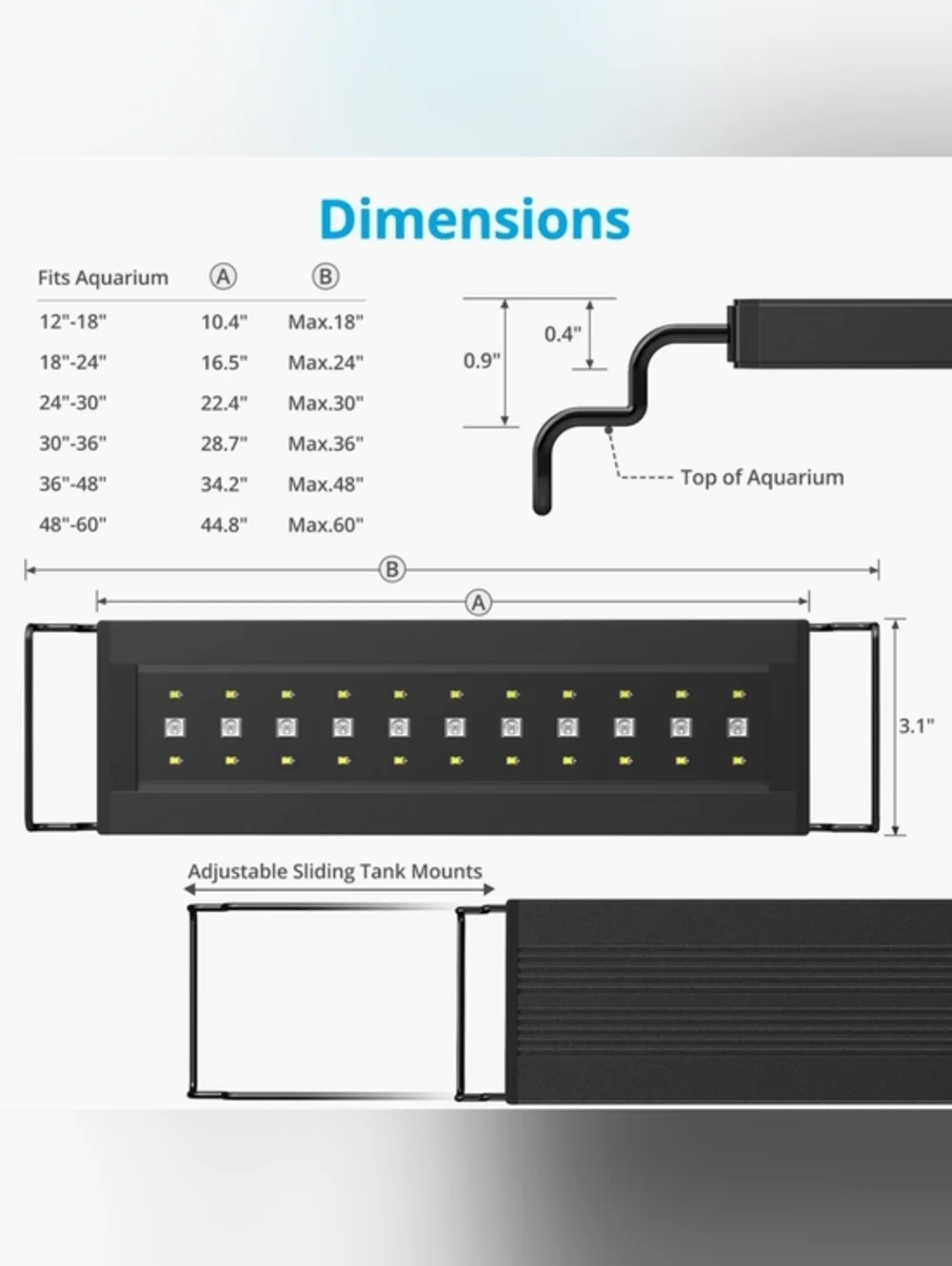 Nicrew LED Aquarium Light Strip - Black